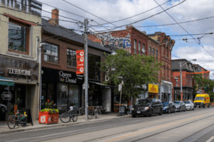 West Queen West storefronts in Toronto, showing small businesses and shops in one of the city’s best neighbourhoods to start a business.